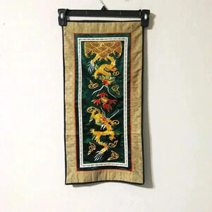 Chinese National Embroidered Fire Dragon Wall Art